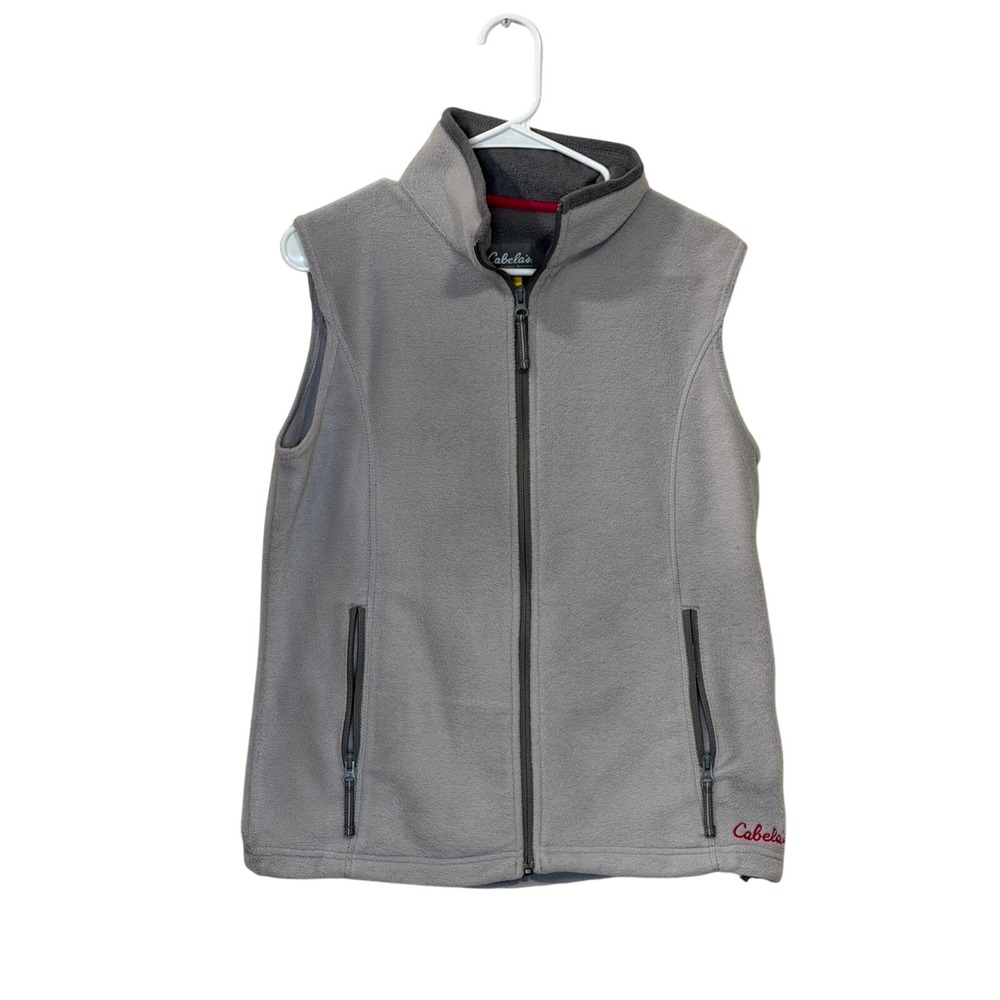Cabelas Womens Gray Fleece Full Zip Vest Outdoor Hiking Campfire Size Small